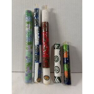 Set Of 5 New Kapula Hand Crafted South African Candles, Multi Color, Sm/Lg